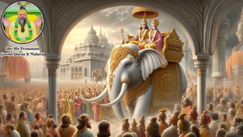 भगवान राम और सीता जी हाथी पर सवार होकर आते हैं