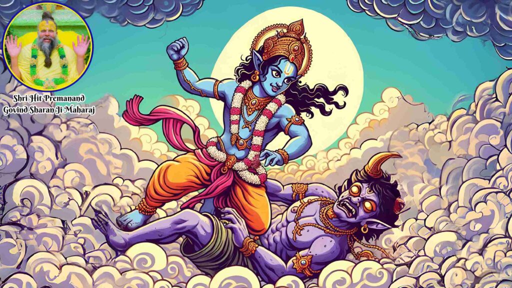 lord krishna killing demon bhaumasura